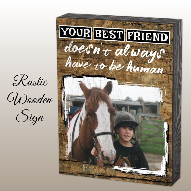 Best friends horse lover photo white black wooden box sign (Creator Uploaded)