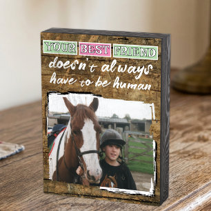 Best friends horse lover photo white pink green wooden box sign