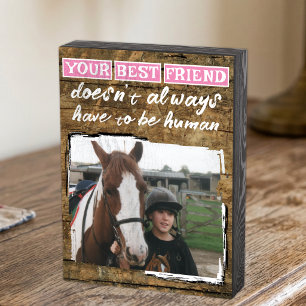 Best friends horse lover photo white pink wooden box sign