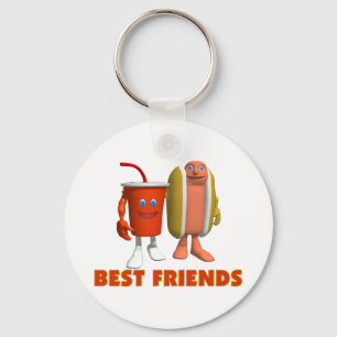 Best Friends Hot Dog & Soda Keychain