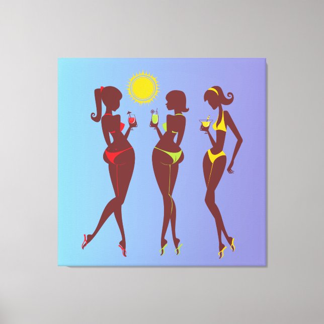 Best Friends in Bikinis Wrapped Canvas Print (Front)