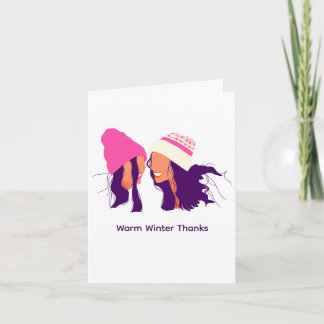 Best Friends in Cozy Hats • Folded Thank You Card