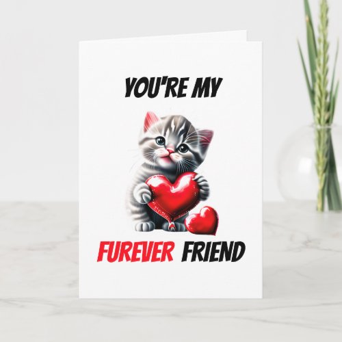 Best friends kitten furever bff kids heart cat pun holiday card