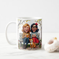 Best Friends Ladies Drinking Coffee Cat Quote