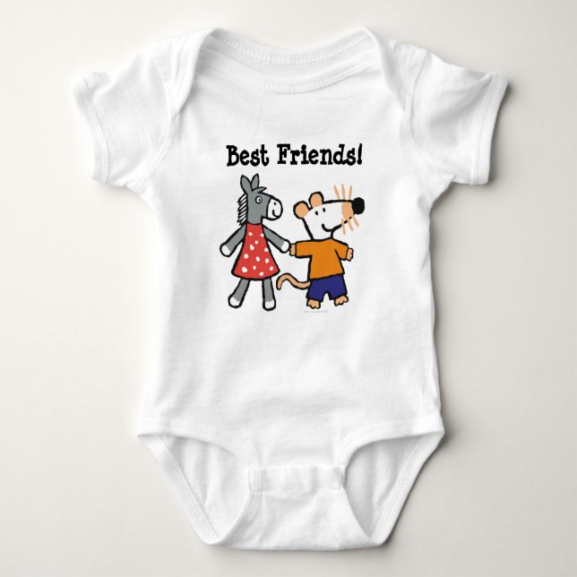 Best Friends Maisy and Dotty Hold Hands Baby Bodysuit (Front)