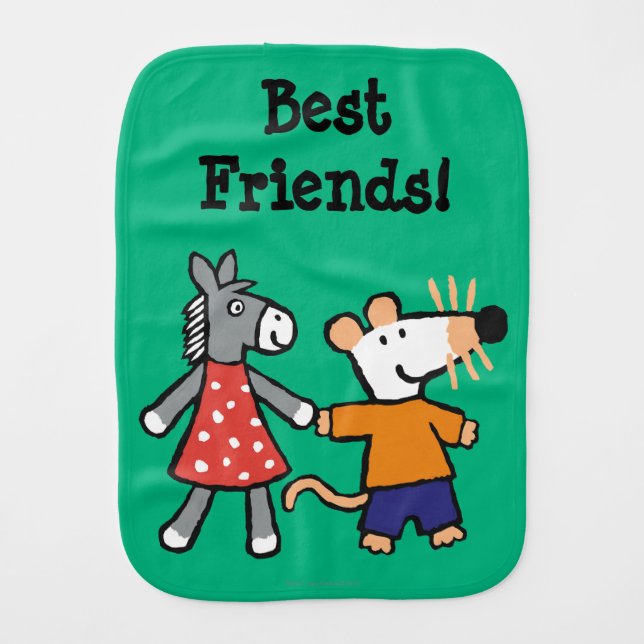 Best Friends Maisy and Dotty Hold Hands Burp Cloth (Front)