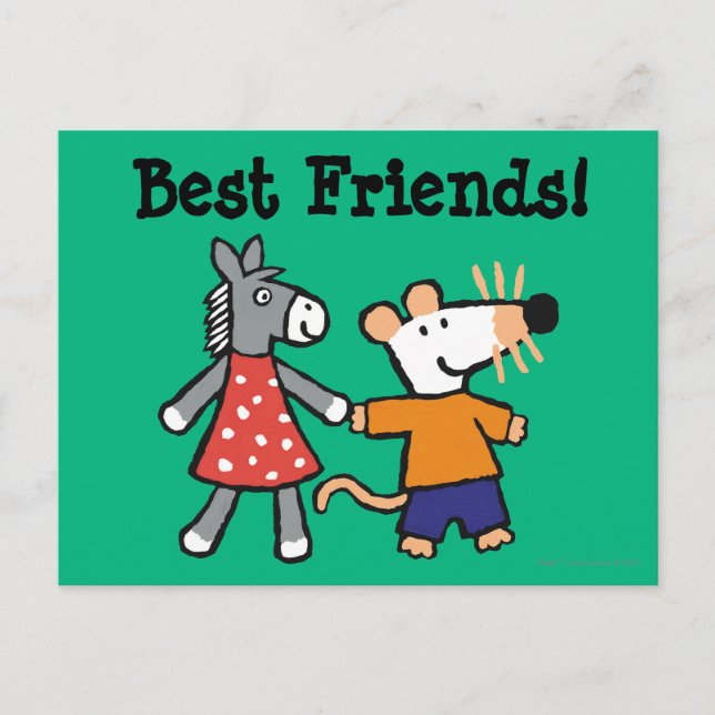Best Friends Maisy and Dotty Hold Hands Postcard (Front)