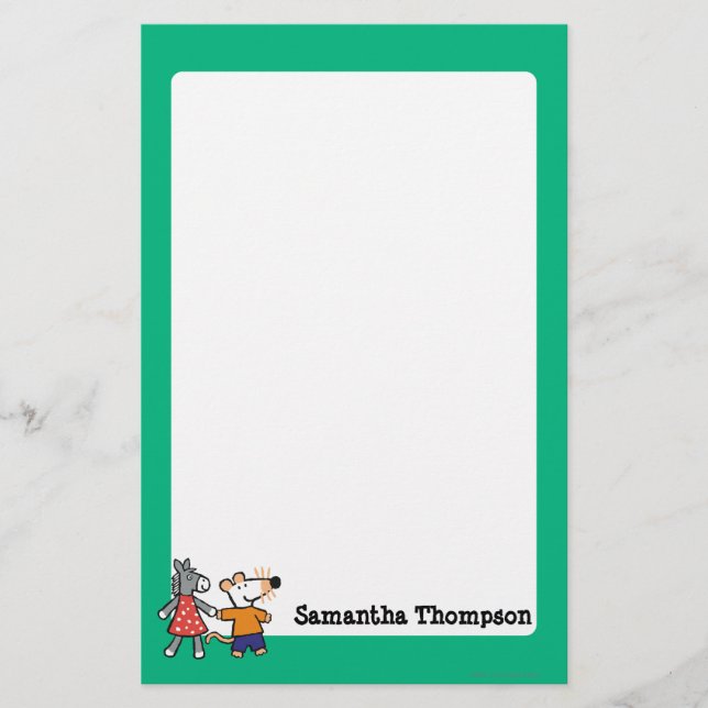 Best Friends Maisy and Dotty Hold Hands Stationery (Front)