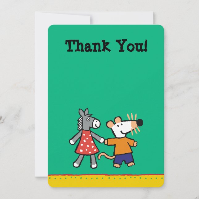 Best Friends Maisy and Dotty Hold Hands Thank You Card (Front)