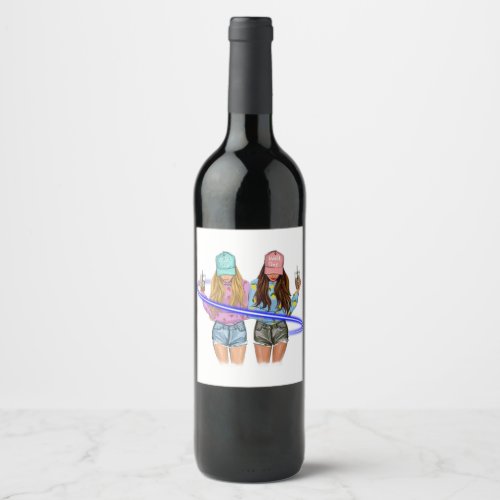 Best Friends Matching Tall Short Bestie Birthday B Wine Label