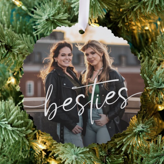 Best Friends Minimalist Bestie Photo  Ornament Card (Insitu (Tree))