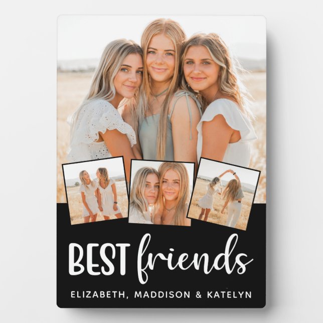 Best Friends Modern Customized 4 Photo Collage Plaque (Front)