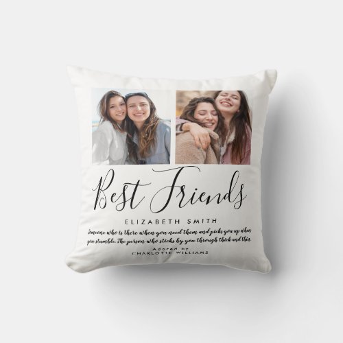 Best Friends Modern Elegant Script Quote Photo Throw Pillow