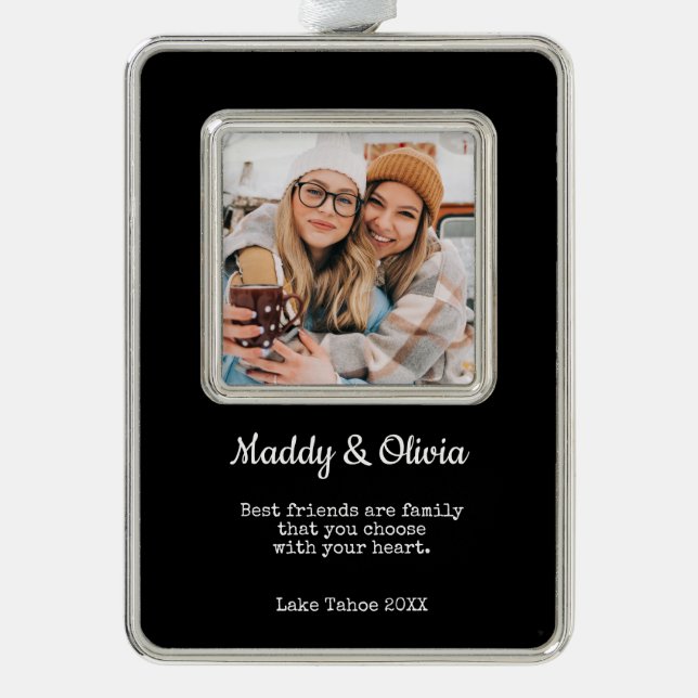 Best Friends Modern Photo Collage | BFF Christmas Christmas Ornament (Front)