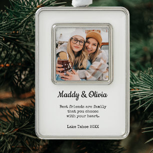 Best Friends Modern Photo Collage   BFF Christmas Ornament