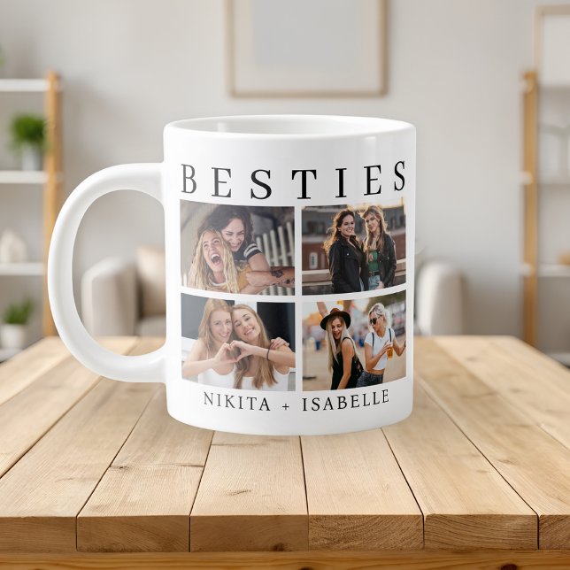 Best Friends Modern Photo Collage Keepsake Giant Coffee Mug (Creator Uploaded)