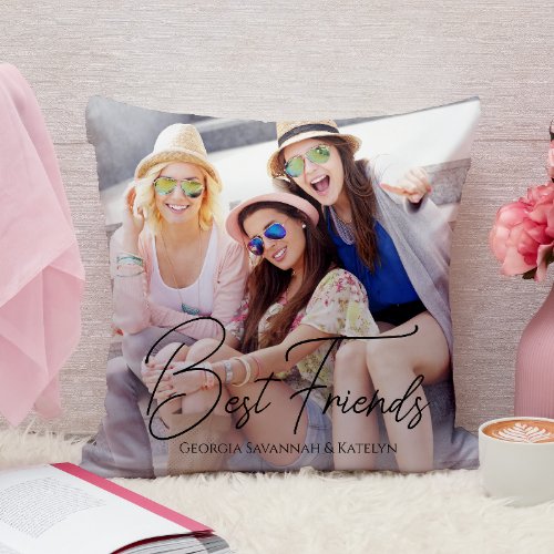 Best friends modern photo throw pillow