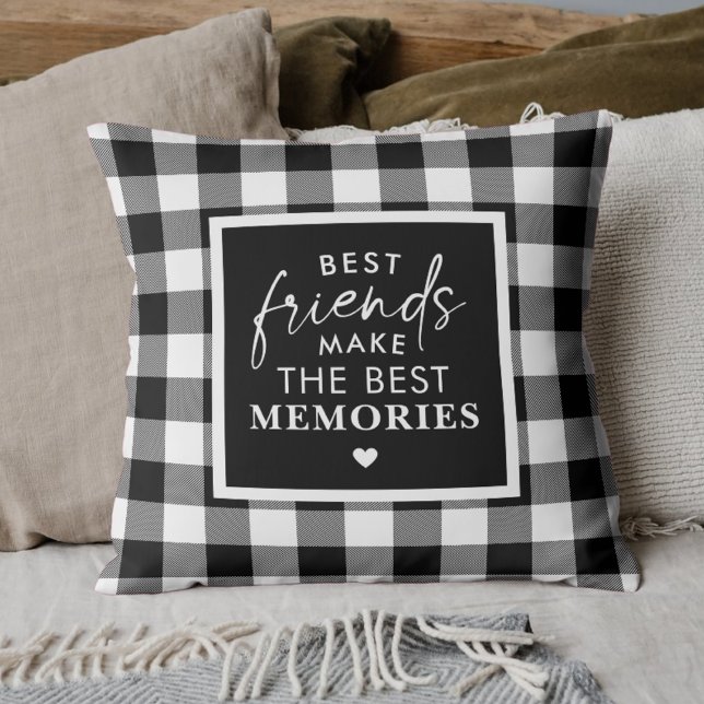 Best Friends Modern Script Calligraphy Photo Throw Pillow (Creator Uploaded)