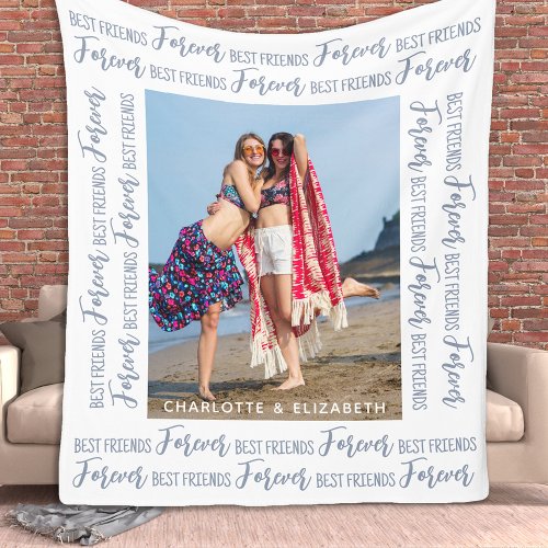 Best Friends Modern Trendy Chic Personalized Photo Fleece Blanket