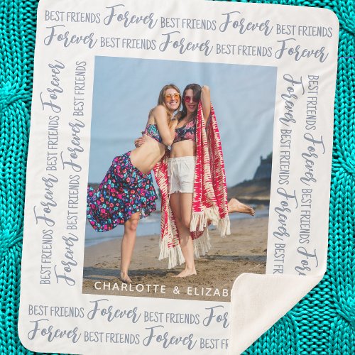 Best Friends Modern Trendy Chic Personalized Photo Sherpa Blanket