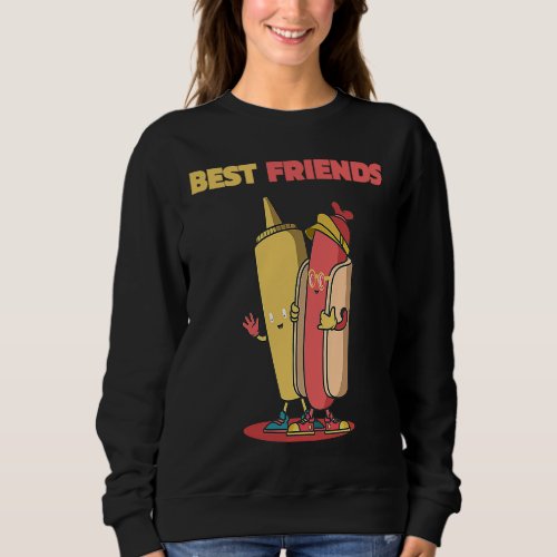 Best Friends Motif Sausage Hot Dog and Mustard BFF Sweatshirt