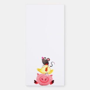 Best Friends Mouse Chicken Pig Magnetic Notepads