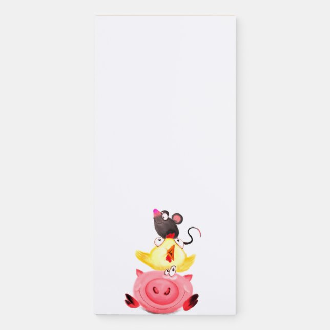 Best Friends Mouse Chicken Pig Magnetic Notepads (Front)