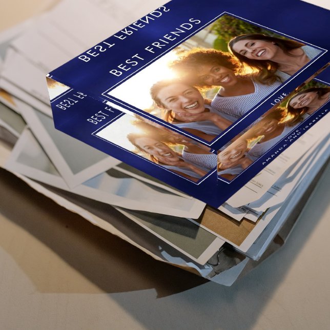 Best friends navy blue BFF photo names Paperweight (Creator Uploaded)