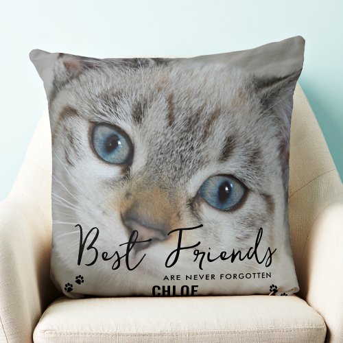 Best Friends Never Forgotten Photo Cat Memorial Throw Pillow