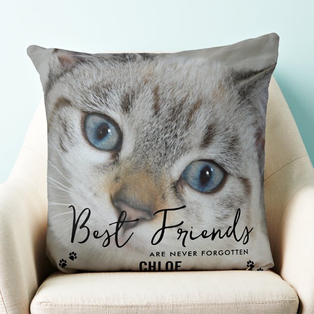 Best Friends Never Forgotten Photo Cat Memorial Throw Pillow (Creator Uploaded)