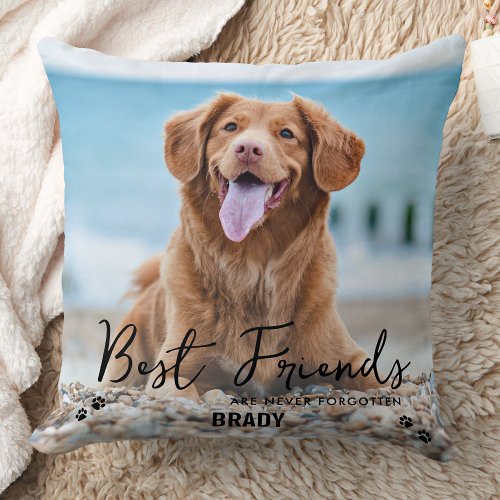 Best Friends Never Forgotten Photo Pet Memorial Throw Pillow