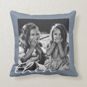Best Friends Now and Then Childhood Friend Photo Throw Pillow
