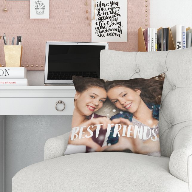 Best Friends Overlay Photo Throw Pillow (Creator Uploaded)