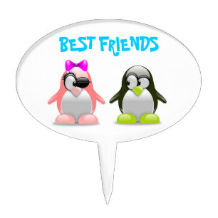 "BEST FRIENDS" PENGUINS CAKE TOPPER