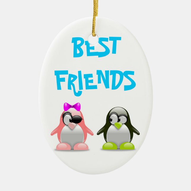 "BEST FRIENDS" PENGUINS CERAMIC ORNAMENT (Front)