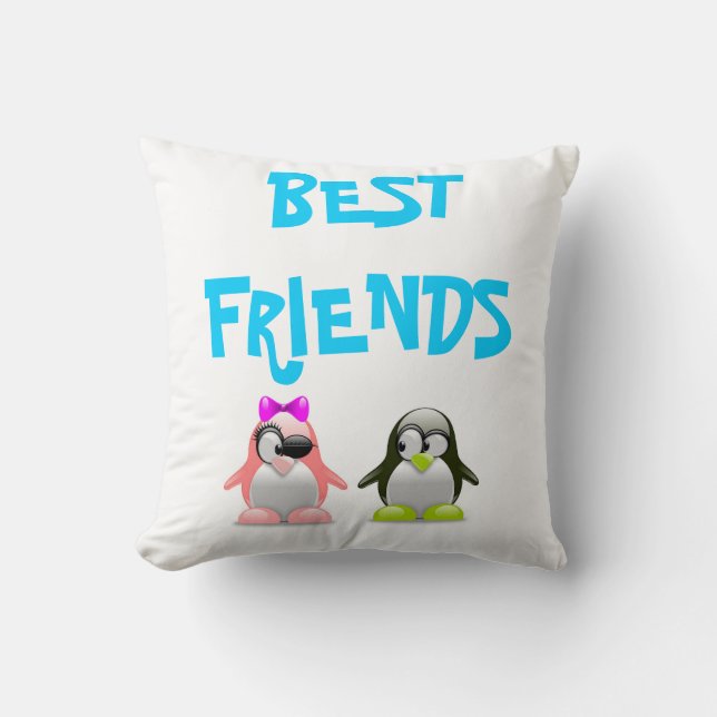 "BEST FRIENDS" PENGUINS THROW PILLOW (Front)