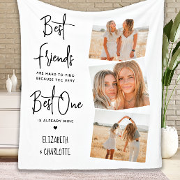 Best Friends Personalized Chic 3 Photo Friendship Fleece Blanket