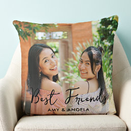 Best Friends Personalized Modern Friendship Photo Throw Pillow