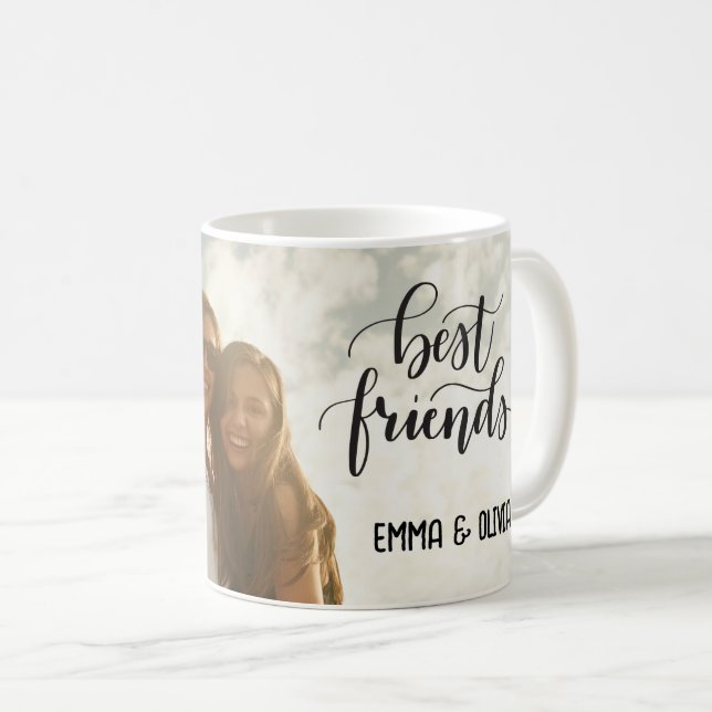 Best friends personalized photo and name coffee mug (Front Right)