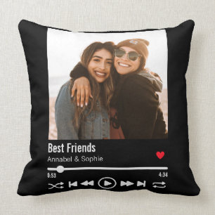 Best Friends Personalized Photo Playlist Throw Pillow