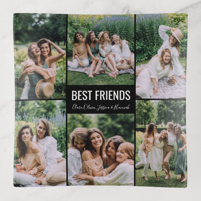 Best Friends Personalized Photo Trinket Tray (Front)