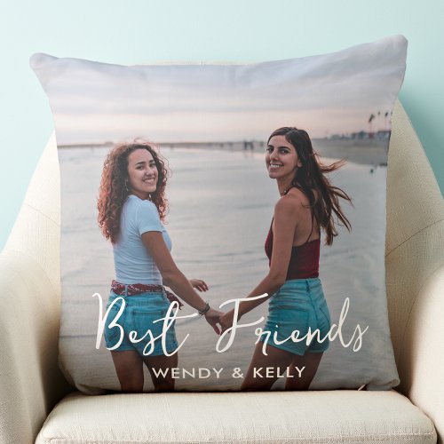 Best Friends Personalized Simple Friendship Photo Throw Pillow