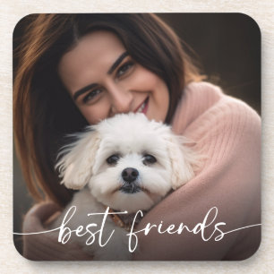 Best Friends Pet Photo Dog Lover Beverage Coaster