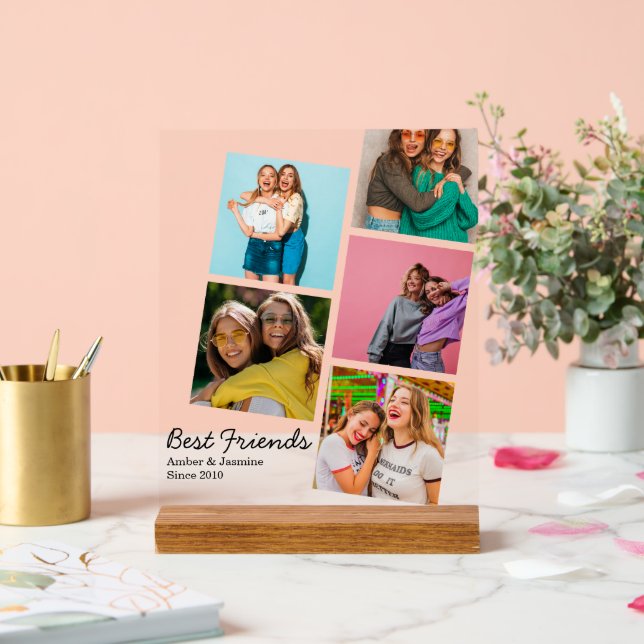 Best Friends Photo Acrylic Gift Stand Display (Wedding)
