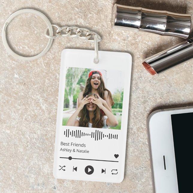 Best Friends Photo and Names Keychain (Creator Uploaded)