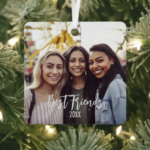 Best Friends Photo BFF Holiday Christmas Metal Ornament