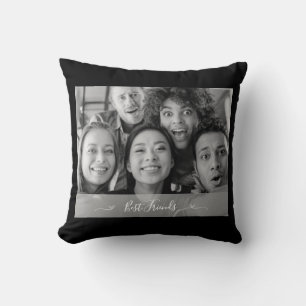 Best Friends Photo Black and White Throw Pillow