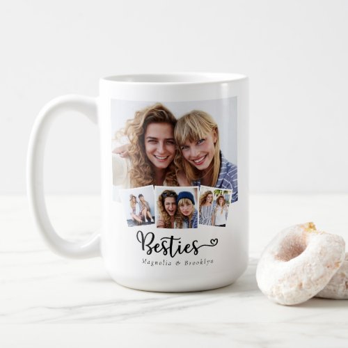 Best Friends Photo Collage Besties Heart Coffee Mug