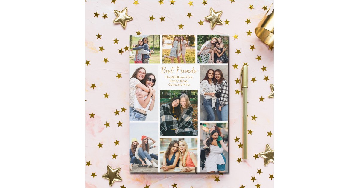 Best Friends Photo Collage Cute Personalized Card | Zazzle