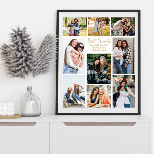 Best Friends Photo Collage Cute Personalized Poster